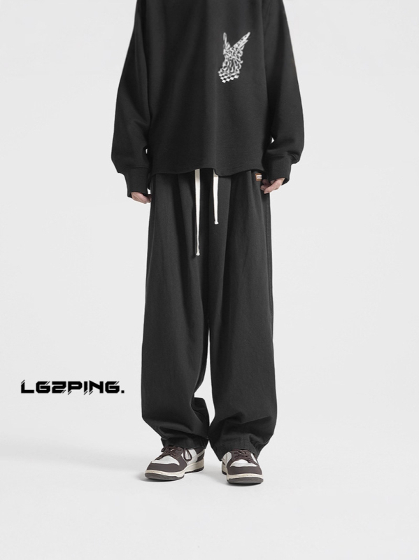 Muške oversize drapirane casual hlače za proljeće i jesen, ravne krojeve, široke streetwear hlače
