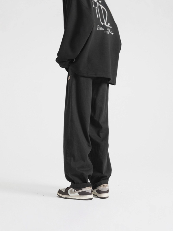 Muške oversize drapirane casual hlače za proljeće i jesen, ravne krojeve, široke streetwear hlače