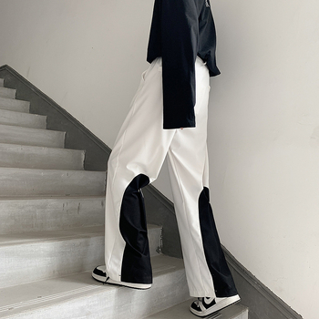 Muške ljetne opuštene široke hlače za streetwear, pamuk, dužina do gležnja, jednobojne, mikroelastične, ležerni stil