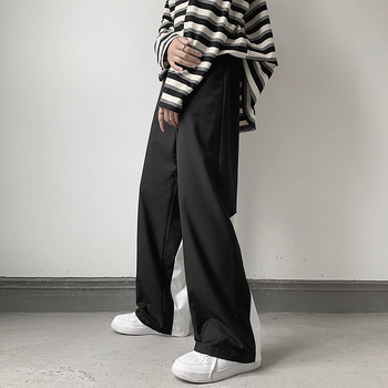Muške ljetne opuštene široke hlače za streetwear, pamuk, dužina do gležnja, jednobojne, mikroelastične, ležerni stil