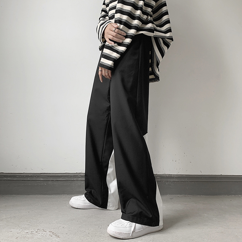 Muške ljetne opuštene široke hlače za streetwear, pamuk, dužina do gležnja, jednobojne, mikroelastične, ležerni stil