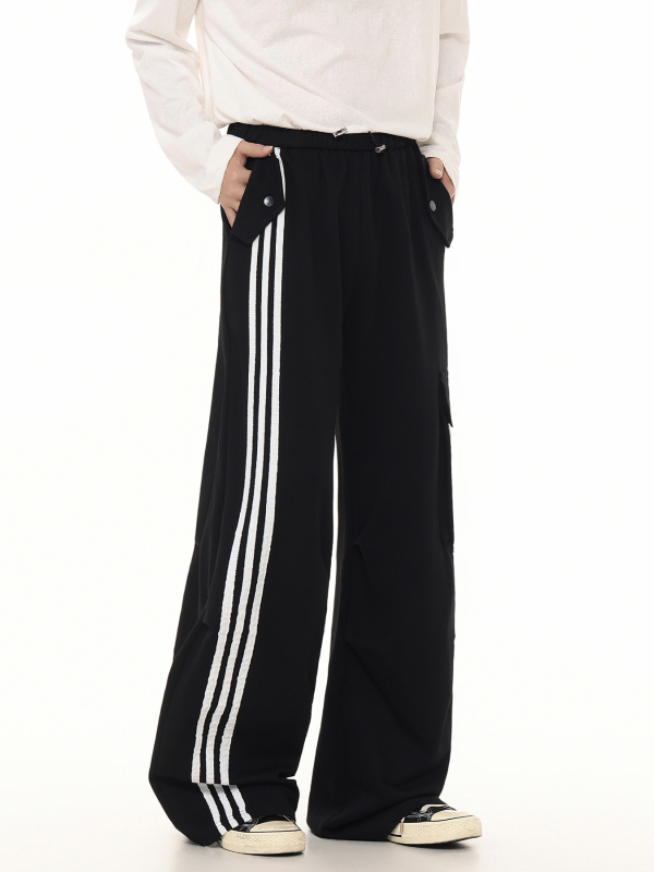 Oreeta Unisex sportske hlače u američkom preppy stilu, ravni kroj, široke nogavice, natpis slovima