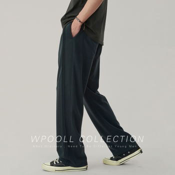 Ljetne tanke muške casual hlače od ledene svile, sportski stil, ravni kroj, široke nogavice