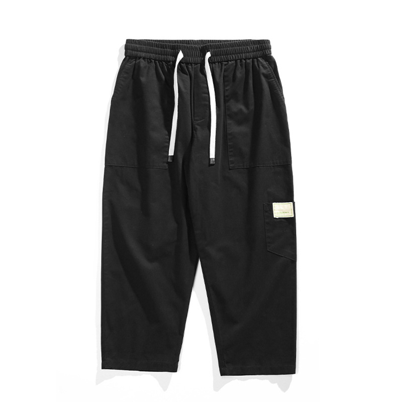 Férfi cropped nadrág ice silk anyagból, casual, lazán szabott, széles lábú, harém stílus, nyár, vékony