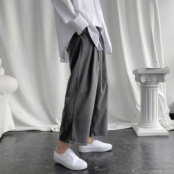 Muške oversized, opuštene ljetne tanke, široke hlače do zgloba, ravni kroj, školski stil, osnovni model