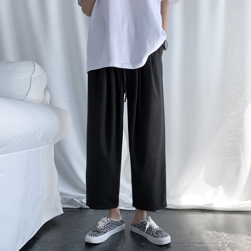 Muške oversized, opuštene ljetne tanke, široke hlače do zgloba, ravni kroj, školski stil, osnovni model