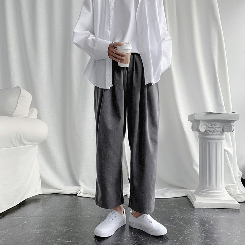 Muške oversized, opuštene ljetne tanke, široke hlače do zgloba, ravni kroj, školski stil, osnovni model