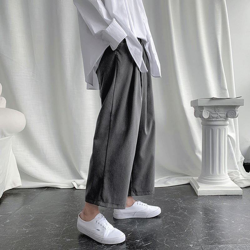 Muške oversized, opuštene ljetne tanke, široke hlače do zgloba, ravni kroj, školski stil, osnovni model