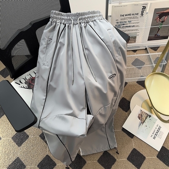 Férfiak számára tervezett nyári designer casual nadrág, gyorsan száradó, egyenes szabás, Ice Silk anyag, kényelmesen szabad láb, kültéri nadrág