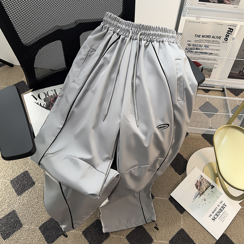 Férfiak számára tervezett nyári designer casual nadrág, gyorsan száradó, egyenes szabás, Ice Silk anyag, kényelmesen szabad láb, kültéri nadrág