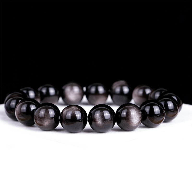 7A prirodni zlatni obsidian i srebrni obsidian – labave perle za DIY narukvicu, okrugle, polirane