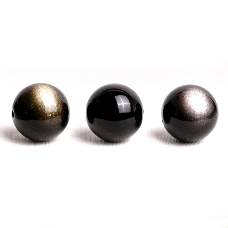 7A prirodni zlatni obsidian i srebrni obsidian – labave perle za DIY narukvicu, okrugle, polirane