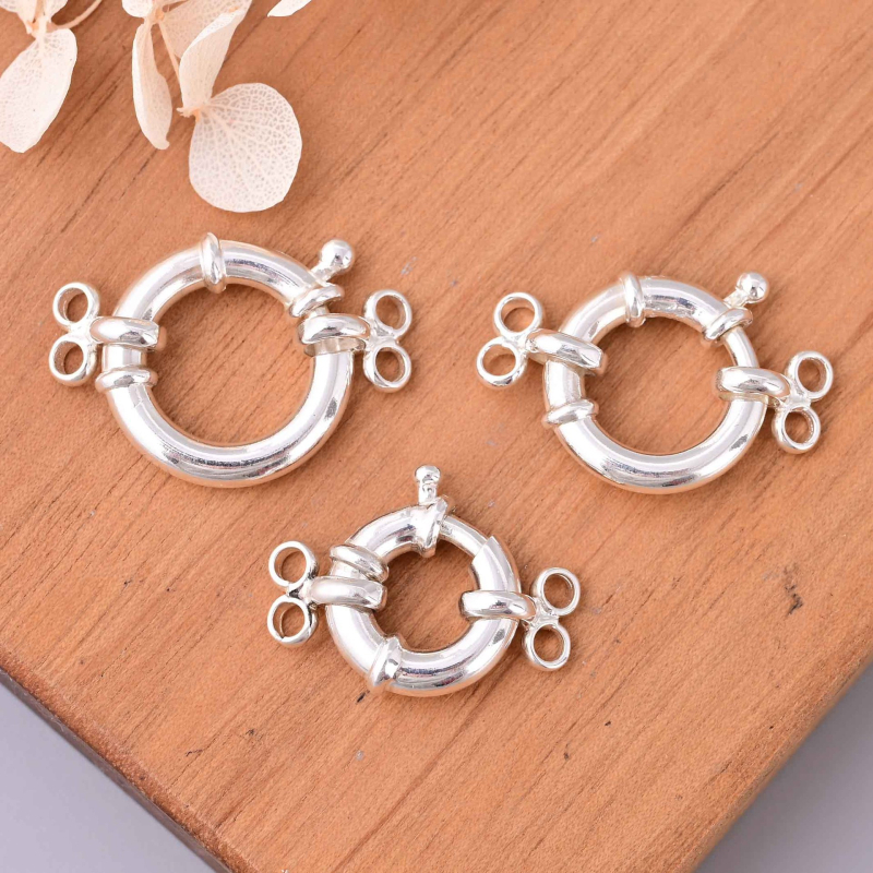 S925 Sterling Srebro – Okrugla kopča s oprugom, dvostruka red kopča za DIY ogrlice i narukvice