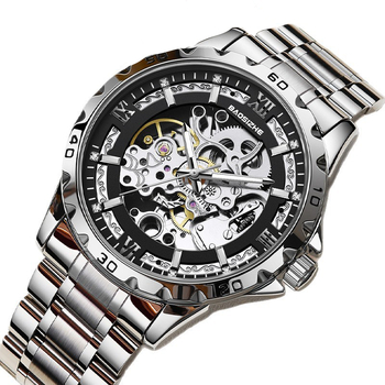 Férfi automata mechanikus Tourbillon karóra, vízálló 30 m, csontváz dizájn, rozsdamentes acél szíj, 42 mm átmérő