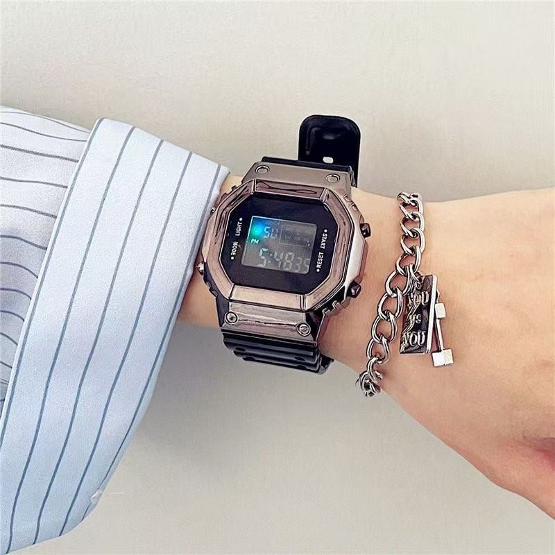 Dječji sat s kvadratnim brojčanikom, svijetli u mraku, za dječake i djevojčice, 42 mm silikonski kaiš, za učenike