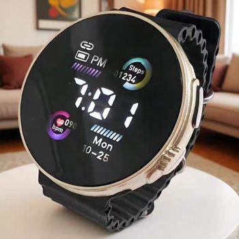 Digitalni sat za učenike, unisex, sportski stil, okrugli brojčanik 36–40 mm, silikon remen, plastično kućište, solarni pogon