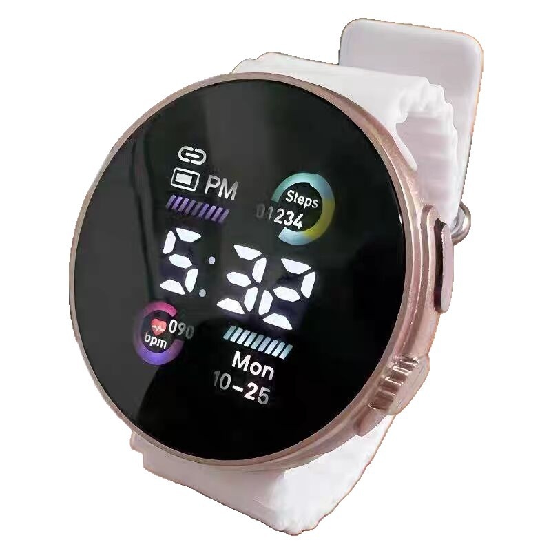 Digitalni sat za učenike, unisex, sportski stil, okrugli brojčanik 36–40 mm, silikon remen, plastično kućište, solarni pogon