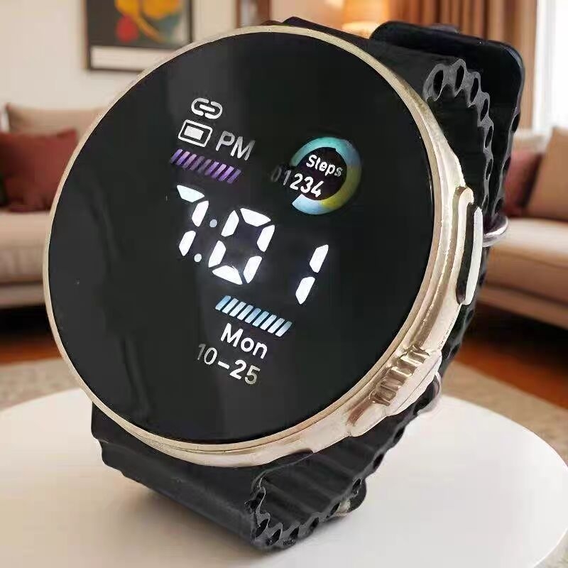 Digitalni sat za učenike, unisex, sportski stil, okrugli brojčanik 36–40 mm, silikon remen, plastično kućište, solarni pogon