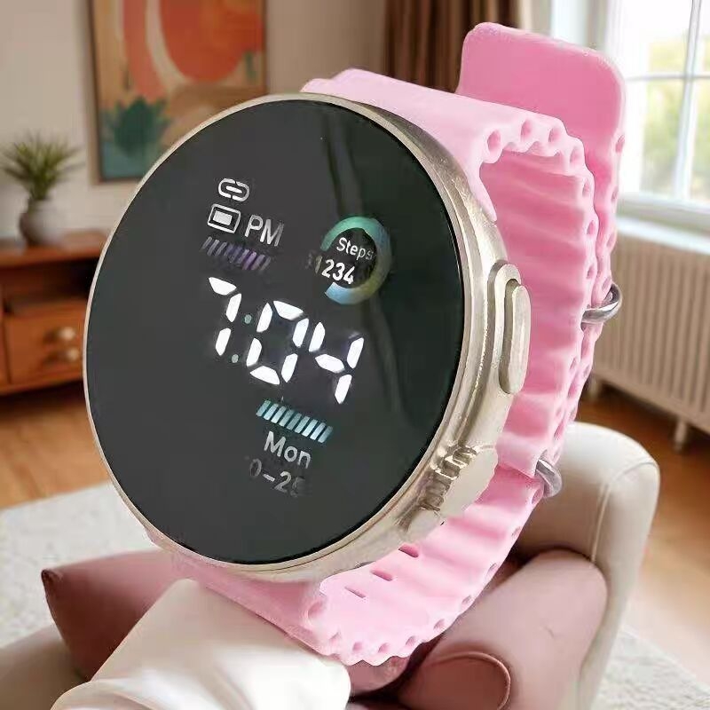 Digitalni sat za učenike, unisex, sportski stil, okrugli brojčanik 36–40 mm, silikon remen, plastično kućište, solarni pogon