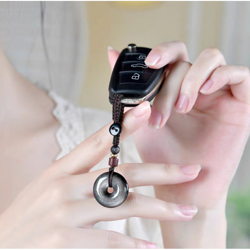 Prirodni srebrni obsidijan – privjesak za ogrlicu, promjer 30 mm, unisex nakit