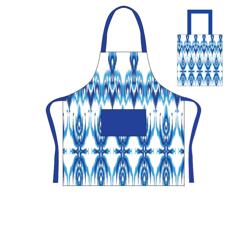 Vodootporna pregača s prilagođenim logom i potpunim printom, poliester, veličina 47×38 cm, moderni minimalistički stil, geometrijski apstraktni uzorak