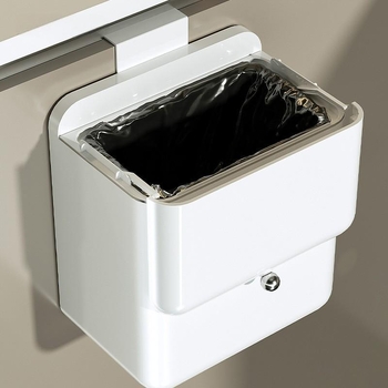 Kuhinjski koš za otpad, zidni, velike kapacitete 9 L, s poklopcem, plastični, pravokutnog oblika, ergonomski dizajn