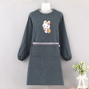 Dugački rukavni smock od grubog kariranog materijala, unisex radna pregača, otporna na mrlje, dvostrana