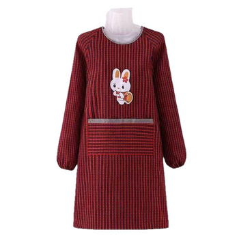 Dugački rukavni smock od grubog kariranog materijala, unisex radna pregača, otporna na mrlje, dvostrana