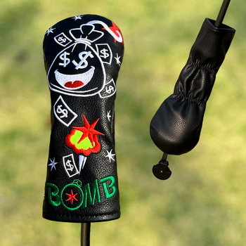 Personalizirane zaštitne navlake za golf palice s motivom Bomb Money nasmiješeno lice, komplet 1/3/5/UT, moderno izvezeni zaštitni navlaci