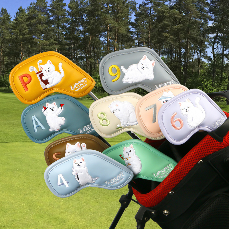 Navlaka za golf palice s karikaturnim uzorkom, visokokvalitetni PU, dvostrano digitalno izšivano