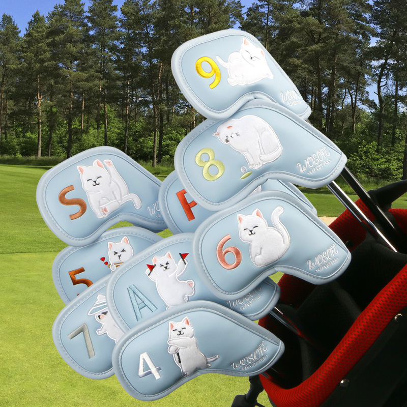 Navlaka za golf palice s karikaturnim uzorkom, visokokvalitetni PU, dvostrano digitalno izšivano