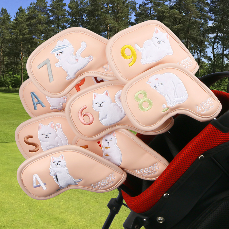 Navlaka za golf palice s karikaturnim uzorkom, visokokvalitetni PU, dvostrano digitalno izšivano