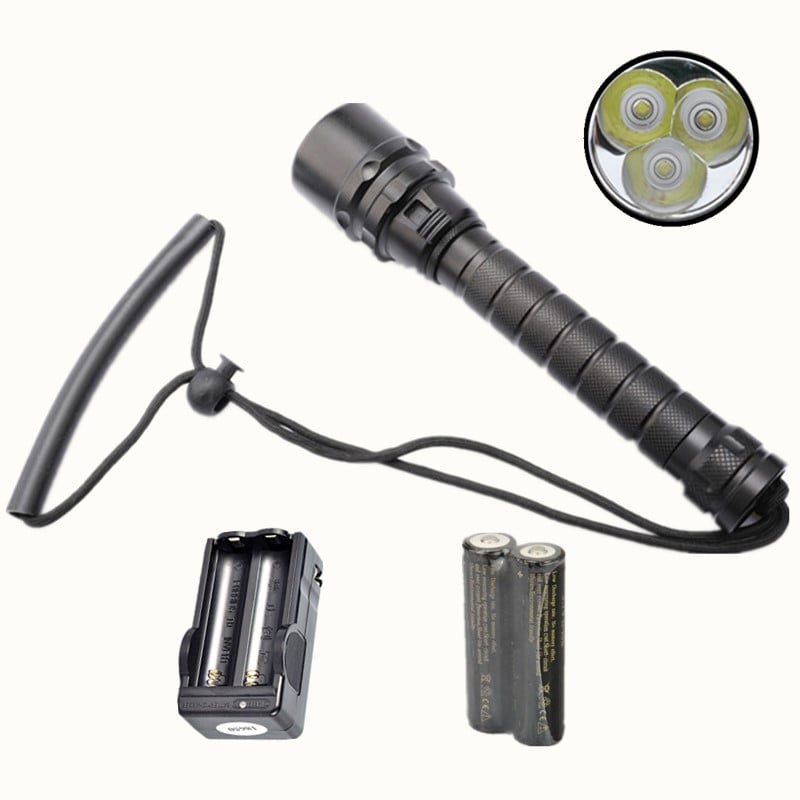 Set za ronjenje L2 - punjiv, vodootporan, 3 LED, aluminijska legura, 18650 baterija