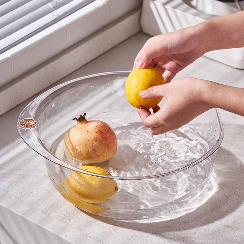 Prozirna kružna plastična posuda za kućnu upotrebu, zadebljana dizajn, pogodna za pranje rublja i povrća