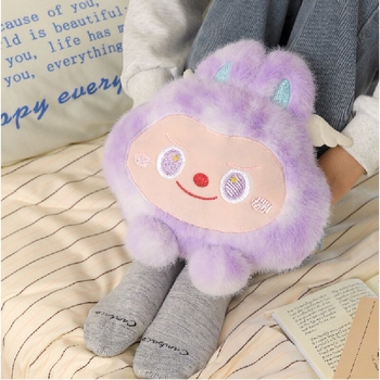 Sticlă de apă fierbinte reîncărcabilă cu husă brodată cu personaje de desene animate, conform standardului național, PVC, 220V, pentru casă și cămin, încălzire de iarnă