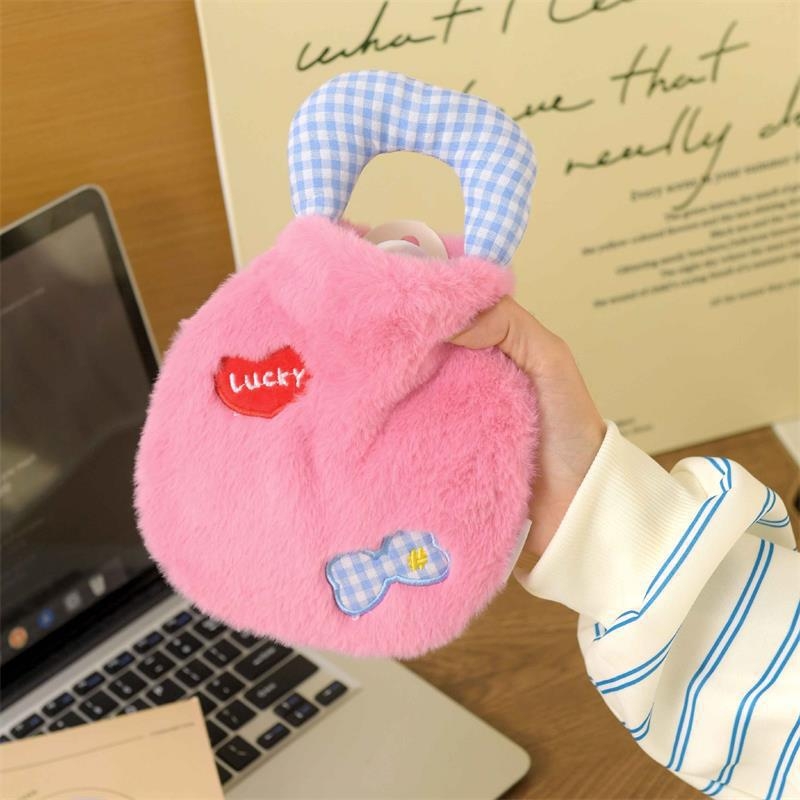 Prenosna vrećica za vruću vodu s kontrastnim kariranim uzorkom, uklonjiva i periva, za zimsku toplinu, deblja, nepropusna, izdržljiva, napunjena vodom