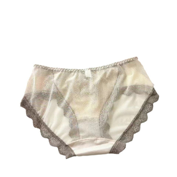 0497 Ženske gaćice s čipkom i mrežastom tkaninom od ice silk, srednji-niski struk