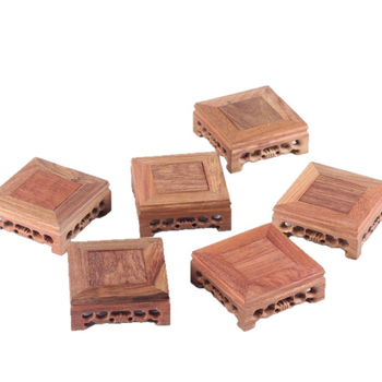 Rosewood ručno rezbarena Buddha figura s četverokutnom drvenom bazom, stalak za čajnik, vazu ili bonsai