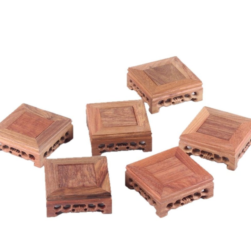 Rosewood ručno rezbarena Buddha figura s četverokutnom drvenom bazom, stalak za čajnik, vazu ili bonsai