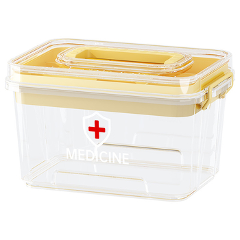 Prozirna prijenosna medicinska kutija, obiteljska verzija, dvostruko slojevita, velika kapaciteta, skladištenje lijekova za hitne slučajeve