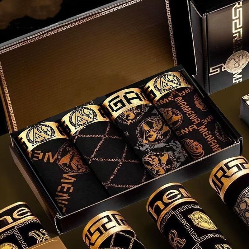 Muške boxerice od Ice Silk s pamukom, prozračne, crno-zlatne