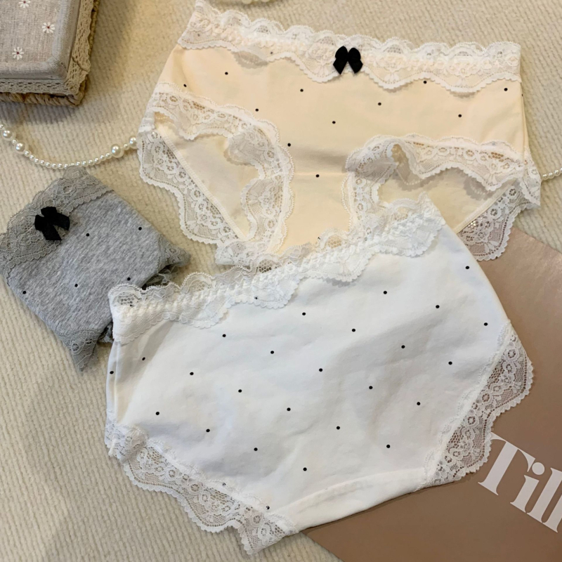 Francuski retro stil: ženske gaćice s čipkastim rubom i Ice-Silk materijalom, pamukova podstava i mašna