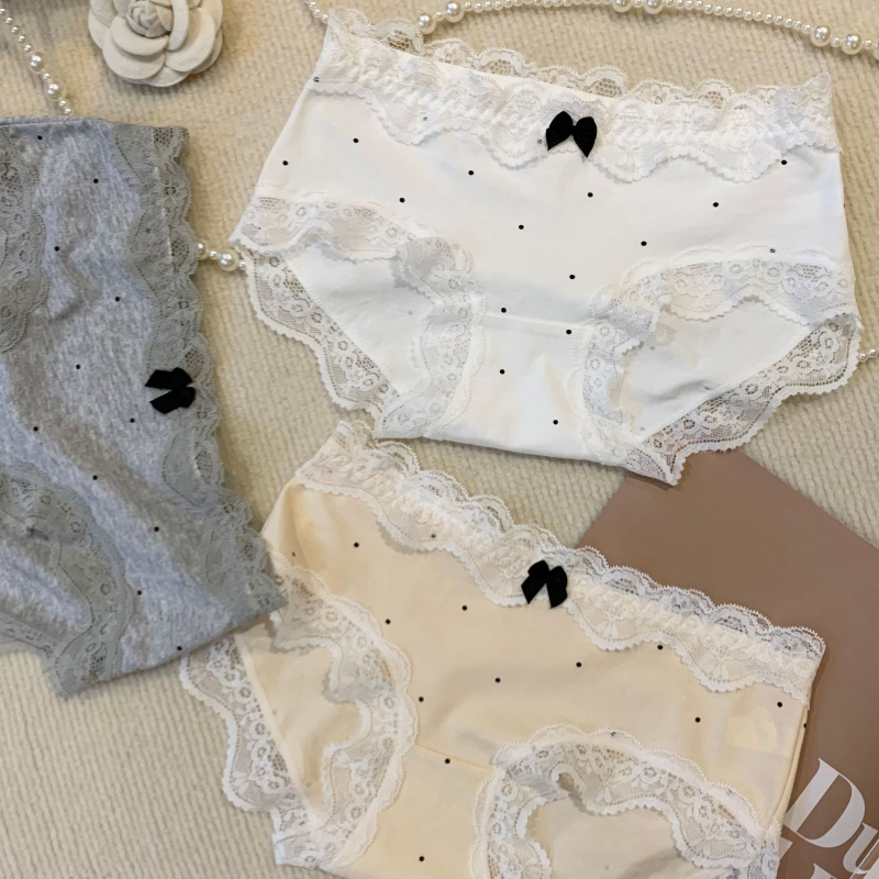 Francuski retro stil: ženske gaćice s čipkastim rubom i Ice-Silk materijalom, pamukova podstava i mašna