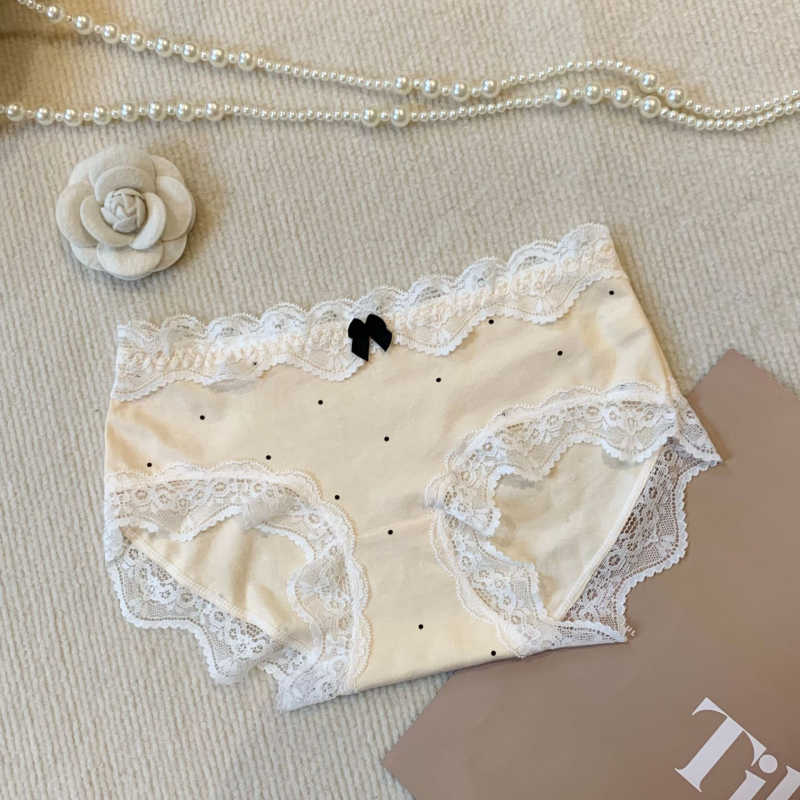Francuski retro stil: ženske gaćice s čipkastim rubom i Ice-Silk materijalom, pamukova podstava i mašna