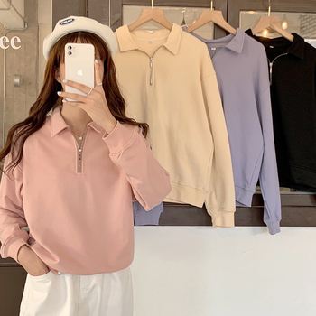 Ženski sweatshirt u Harajuku stilu sa stojećim ovratnikom, oversize, slobodan kroj, dugim rukavima