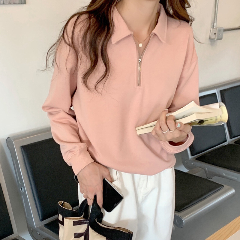 Ženski sweatshirt u Harajuku stilu sa stojećim ovratnikom, oversize, slobodan kroj, dugim rukavima