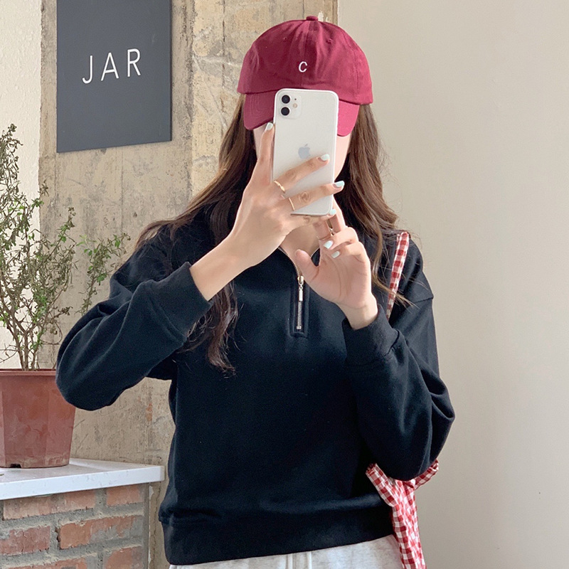 Ženski sweatshirt u Harajuku stilu sa stojećim ovratnikom, oversize, slobodan kroj, dugim rukavima