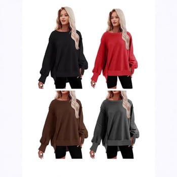 Ženski hoodie s kapuljom, labav kroj, dugi rukavi, jednobojna boja, ulični stil