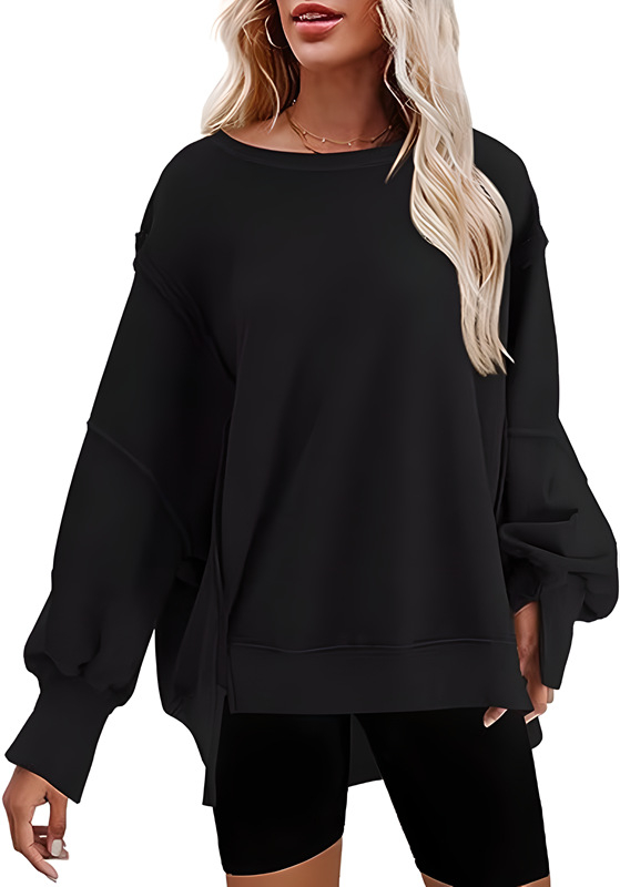Ženski hoodie s kapuljom, labav kroj, dugi rukavi, jednobojna boja, ulični stil