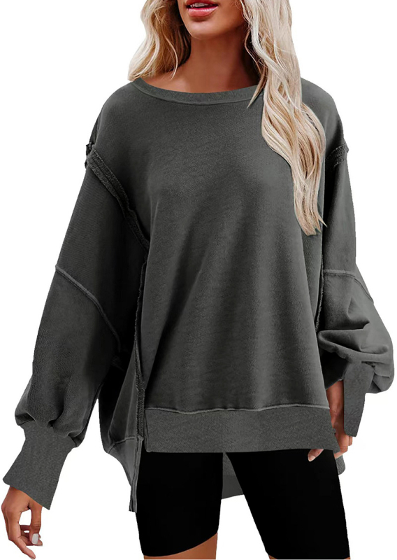 Ženski hoodie s kapuljom, labav kroj, dugi rukavi, jednobojna boja, ulični stil